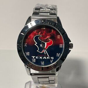 Houston Texans NFL Team Logo Men's Stainless-Steel Silver Watch NEW